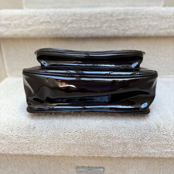 YSL Saint Laurent Patent Matelasse Monogram Medium Niki Chain Satchel Black - Picture 9 of 15